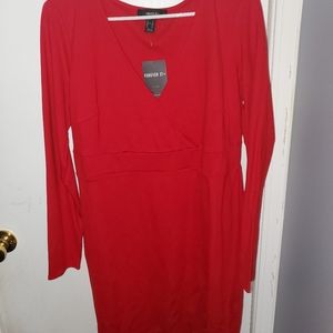 Forever 21+ Red long sleeve Blbodycon dress